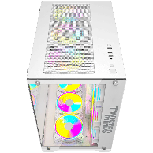 Twisted Minds Bullet-07 Mid Tower Gaming Case ( 7 ARGB Fans included ) - White Twisted Minds Bullet-07 Mid Tower Gaming Case ( 7 ARGB Fans included ) - White